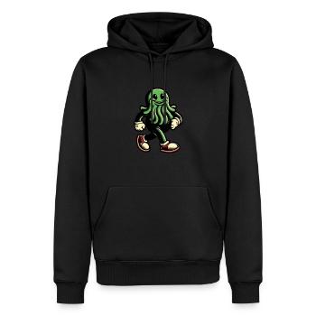 Happy Cthulhu mascotte drôle de monstre - Sweat à capuche Premium bio Homme - noir - Devant - Nico (187cm)