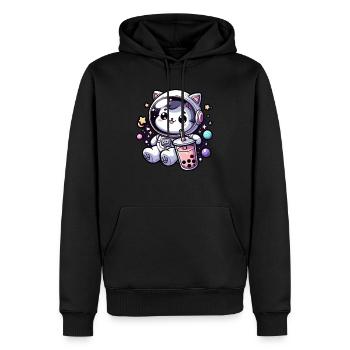 Kawaii Katze Astronaut Bubble Tea Im Weltraum - Männer Premium Bio Hoodie - Schwarz - Vorne - Nico (187cm)