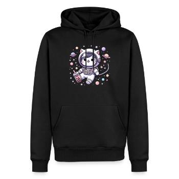 Kawaii Katze Astronaut Bubble Tea Im Weltraum - Männer Premium Bio Hoodie - Schwarz - Vorne - Nico (187cm)