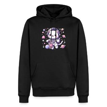 Kawaii Katze Astronaut Bubble Tea Im Weltraum - Männer Premium Bio Hoodie - Schwarz - Vorne - Nico (187cm)