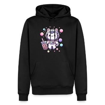 Kawaii Katze Astronaut Bubble Tea Im Weltraum - Männer Premium Bio Hoodie - Schwarz - Vorne - Nico (187cm)