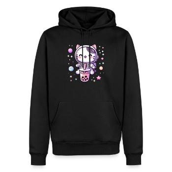 Kawaii Katze Astronaut Bubble Tea Im Weltraum - Männer Premium Bio Hoodie - Schwarz - Vorne - Nico (187cm)