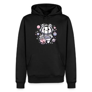 Kawaii Katze Astronaut Bubble Tea Im Weltraum - Männer Premium Bio Hoodie - Schwarz - Vorne - Nico (187cm)