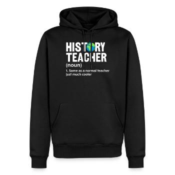 Professeur d’histoire Histoire drôle Définition - Sweat à capuche Premium bio Homme - noir - Devant - Nico (187cm)