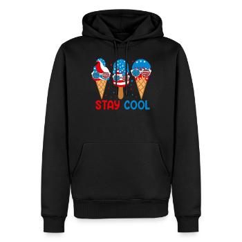 Restez au frais 4 juillet Ice Cream USA Drapeau Été - Sweat à capuche Premium bio Homme - noir - Devant - Nico (187cm)