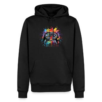 Légende du jeu J’ai interrompu mon jeu, - Sweat à capuche Premium bio Homme - noir - Devant - Nico (187cm)
