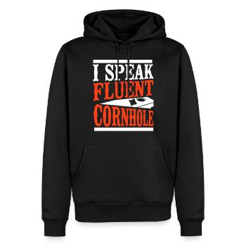 Joueur de sac de haricots de l’équipe Cornhole - Sweat à capuche Premium bio Homme - noir - Devant - Nico (187cm)