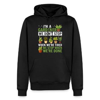 Paysagiste Jardinier Drôle de jardinage - Sweat à capuche Premium bio Homme - noir - Devant - Nico (187cm)