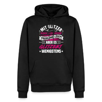 Sarkasmus, Glitzer & Probleme Sarkastischer Spruch - Männer Premium Bio Hoodie - Schwarz - Vorne - Nico (187cm)