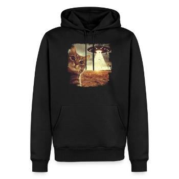 Selfie de chat et d’OVNI, Photographie de nerd bizarre - Sweat à capuche Premium bio Homme - noir - Devant - Nico (187cm)