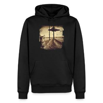 Selfie de chat et d’OVNI, Photographie de nerd bizarre - Sweat à capuche Premium bio Homme - noir - Devant - Nico (187cm)