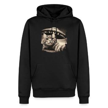 Selfie de chat et d’OVNI, Photographie de nerd bizarre - Sweat à capuche Premium bio Homme - noir - Devant - Nico (187cm)