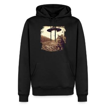 Selfie de chat et d’OVNI, Photographie de nerd bizarre - Sweat à capuche Premium bio Homme - noir - Devant - Nico (187cm)