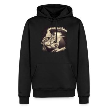 Selfie de chat et d’OVNI, Photographie de nerd bizarre - Sweat à capuche Premium bio Homme - noir - Devant - Nico (187cm)