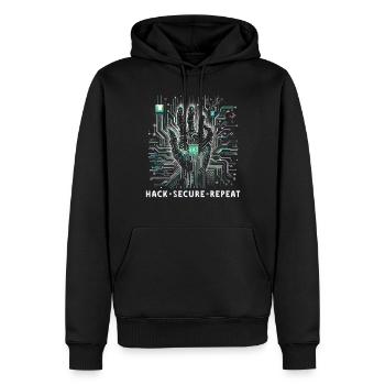 Penetration Tester Hack Secure Repeat - Men’s Premium Organic Hoodie - black - Front - Nico (187cm)