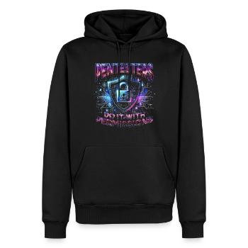 Penetrationstester Pentesters do with permission - Männer Premium Bio Hoodie - Schwarz - Vorne - Nico (187cm)
