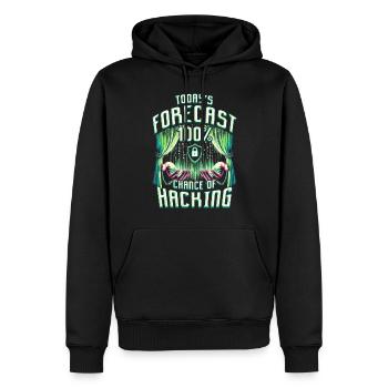 Testeur d’intrusion 100 % de chance de piratage - Sweat à capuche Premium bio Homme - noir - Devant - Nico (187cm)