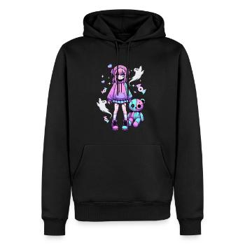 Pastell Goth Anime Girl Mit Teddybär Gotik - Männer Premium Bio Hoodie - Schwarz - Vorne - Nico (187cm)