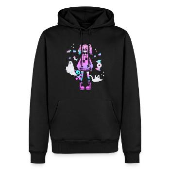 Pastell Goth Anime Girl Mit Teddybär Gotik - Männer Premium Bio Hoodie - Schwarz - Vorne - Nico (187cm)