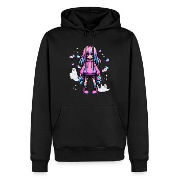 Pastell Goth Anime Girl Mit Teddybär Gotik - Männer Premium Bio Hoodie - Schwarz - Vorne - Nico (187cm)