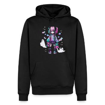 Pastell Goth Anime Girl Mit Teddybär Gotik - Männer Premium Bio Hoodie - Schwarz - Vorne - Nico (187cm)