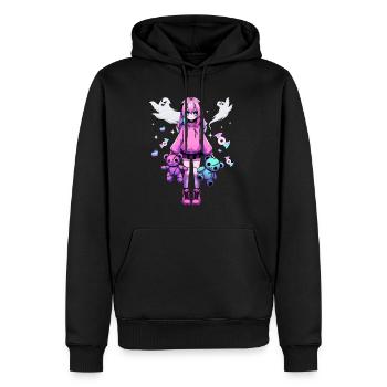 Pastell Goth Anime Girl Mit Teddybär Gotik - Männer Premium Bio Hoodie - Schwarz - Vorne - Nico (187cm)