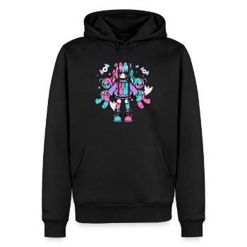 Pastell Goth Anime Girl Mit Teddybär Gotik - Männer Premium Bio Hoodie - Schwarz - Vorne - Nico (187cm)