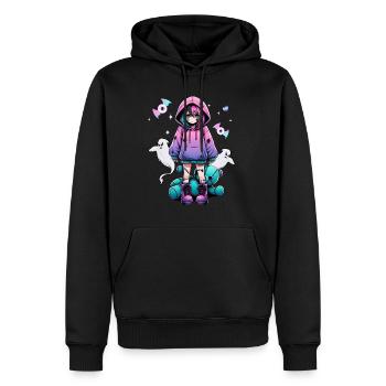 Pastell Goth Anime Girl Mit Teddybär Gotik - Männer Premium Bio Hoodie - Schwarz - Vorne - Nico (187cm)