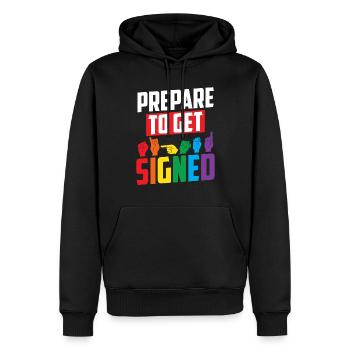 Professeur d’ASL Langue des signes américaine - Sweat à capuche Premium bio Homme - noir - Devant - Nico (187cm)