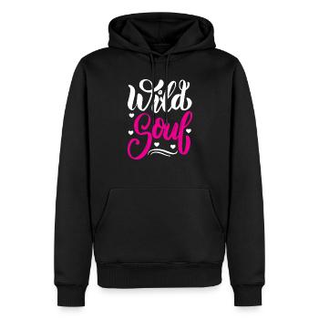 Embrace your untamed spirit with our - Men’s Premium Organic Hoodie - black - Front - Nico (187cm)