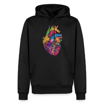 Art anatomique du coeur coloré - Sweat à capuche Premium bio Homme - noir - Devant - Nico (187cm)
