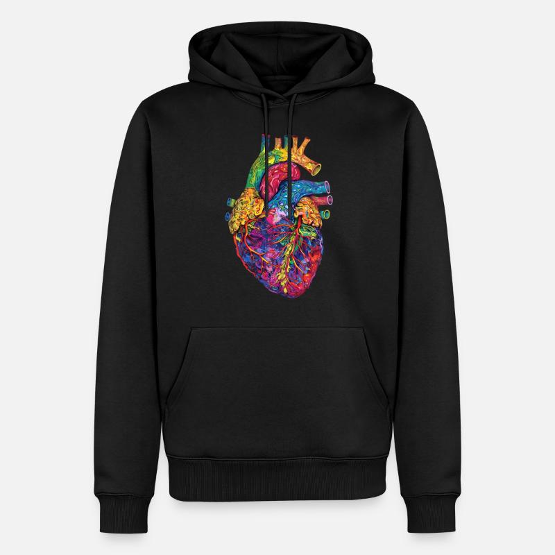 Anatomisches Herz Kunst Bunt - Männer Premium Bio Hoodie - Schwarz