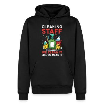 Personnel de nettoyage - Sweat à capuche Premium bio Homme - noir - Devant - Nico (187cm)