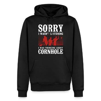 Joueur de sac de haricots de l’équipe Cornhole - Sweat à capuche Premium bio Homme - noir - Devant - Nico (187cm)