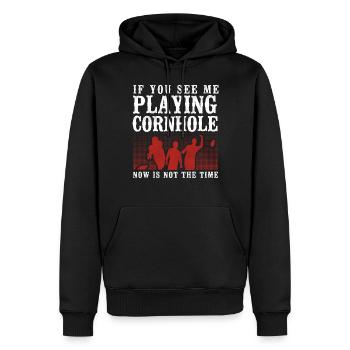 Joueur de sac de haricots de l’équipe Cornhole - Sweat à capuche Premium bio Homme - noir - Devant - Nico (187cm)