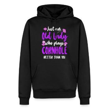 Cornhole Team Bean Bag Player - Männer Premium Bio Hoodie - Schwarz - Vorne - Nico (187cm)