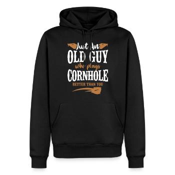 Cornhole Team Bean Bag Player - Männer Premium Bio Hoodie - Schwarz - Vorne - Nico (187cm)