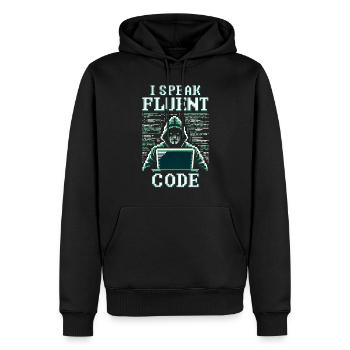 Penetrationstester I speak fluent code - Men’s Premium Organic Hoodie - black - Front - Nico (187cm)