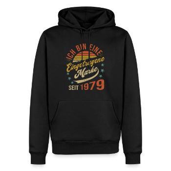 45e anniversaire J’ai 45 ans de marque déposée - Sweat à capuche Premium bio Homme - noir - Devant - Nico (187cm)