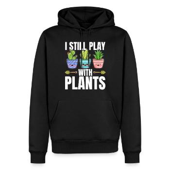Funny Plants - I Still Play With Plants - Funny Ga - Men’s Premium Organic Hoodie - black - Front - Nico (187cm)