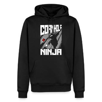 Joueur de sac de haricots de l’équipe Cornhole - Sweat à capuche Premium bio Homme - noir - Devant - Nico (187cm)