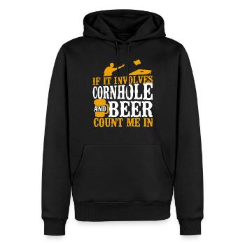 Joueur de sac de haricots de l’équipe Cornhole - Sweat à capuche Premium bio Homme - noir - Devant - Nico (187cm)