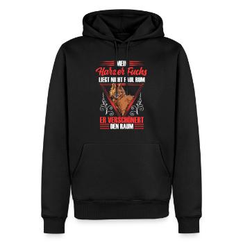 Le renard Harz n’est pas un chien de berger paresseux - Sweat à capuche Premium bio Homme - noir - Devant - Nico (187cm)