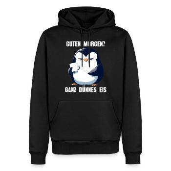 Good morning very thin ice penguin coffee - Men’s Premium Organic Hoodie - black - Front - Nico (187cm)