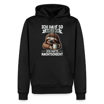 Ich Darf So Aussehen Ich Hatte Nachtschicht - Männer Premium Bio Hoodie - Schwarz - Vorne - Nico (187cm)