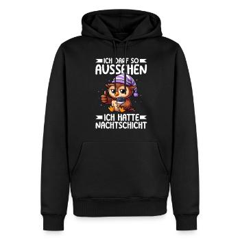 I'm allowed to look like I had night shift owl - Men’s Premium Organic Hoodie - black - Front - Nico (187cm)