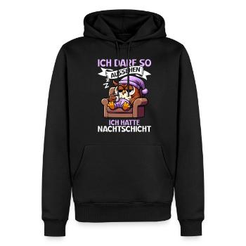 J’ai le droit d’avoir l’air d’avoir un hibou de nuit - Sweat à capuche Premium bio Homme - noir - Devant - Nico (187cm)