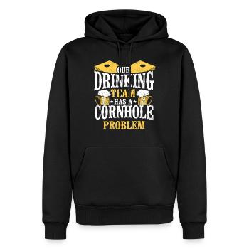 Joueur de sac de haricots de l’équipe Cornhole - Sweat à capuche Premium bio Homme - noir - Devant - Nico (187cm)