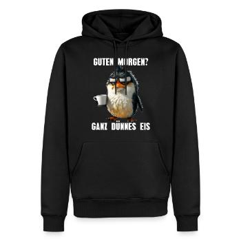 Good morning very thin ice cream morning grouch penguin - Men’s Premium Organic Hoodie - black - Front - Nico (187cm)