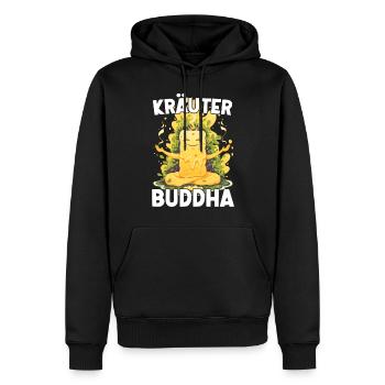 KräuterBuddha Beurre d’herbes Yoga Méditation amusante - Sweat à capuche Premium bio Homme - noir - Devant - Nico (187cm)